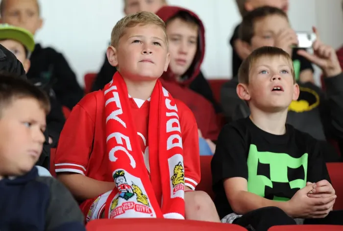 Framed Print : Intense Moment: Bristol City Fans Focused on Championship Match Against MK Dons, Ashton Gate, 2015