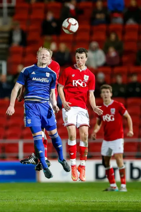 Framed Print : Intense Moment: Lloyd Humphris vs. James Morton in FA Youth Cup Third Round Clash at Ashton Gate Stadium Framed Print : Intense Moment: Lloyd Humphris vs. James Morton in FA Youth Cup Third Round Clash at Ashton Gate Stadium