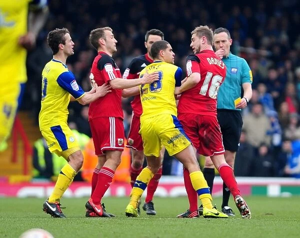 Intense Moment: Steven Davies vs. Giles Coke Clash in Npower Championship Match between Bristol City and Sheffield Wednesday (April 1, 2013)