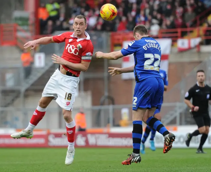 Framed Print : Intense Moment: Wilbraham vs. O'Connell - Bristol City vs. Rochdale Football Rivalry Framed Print : Intense Moment: Wilbraham vs. O'Connell - Bristol City vs. Rochdale Football Rivalry