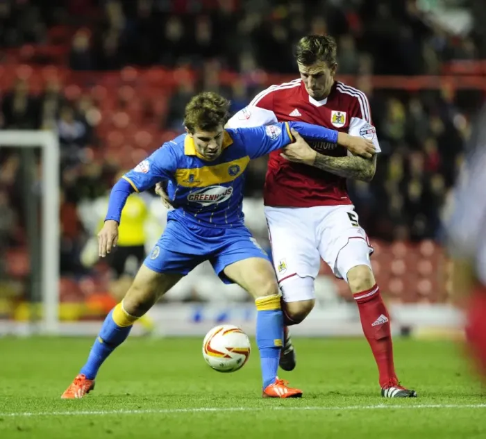Framed Print : Intense Rivalry: Aden Flint vs Tom Bradshaw - Battle for Ball Possession, September 13, 2013 - Bristol City vs Shrewsbury Town Framed Print : Intense Rivalry: Aden Flint vs Tom Bradshaw - Battle for Ball Possession, September 13, 2013 - Bristol City vs Shrewsbury Town