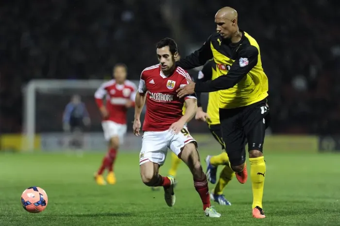 Framed Print : Intense Rivalry: A Battle for the Ball - Lloyd Doyley vs. Sam Baldock, Watford vs. Bristol City, FA Cup Third Round Replay Framed Print : Intense Rivalry: A Battle for the Ball - Lloyd Doyley vs. Sam Baldock, Watford vs. Bristol City, FA Cup Third Round Replay