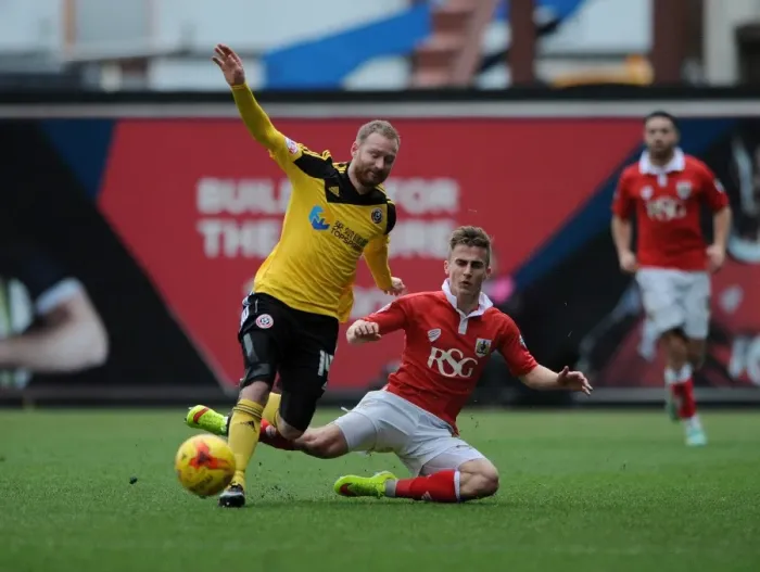 Framed Print : Intense Rivalry: Bryan vs Done - A Battle for Supremacy in Bristol City vs Sheffield United Football Match