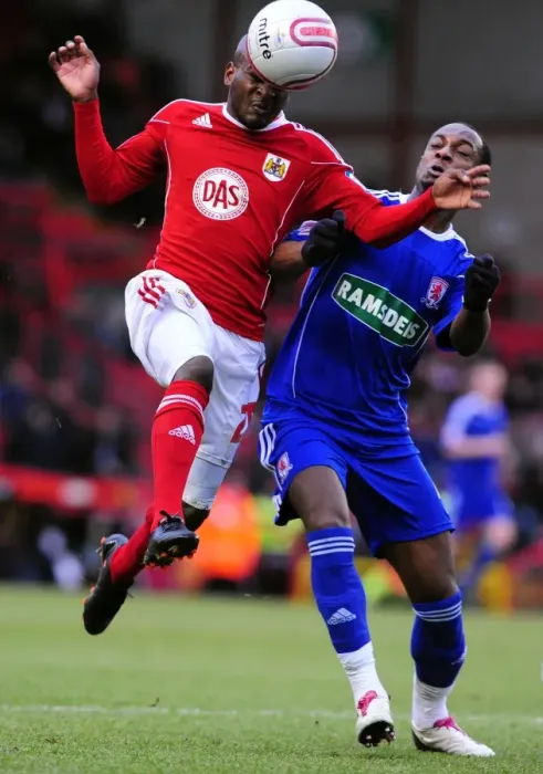 Framed Print : Intense Rivalry: Campbell-Ryce vs. Hoyte in the Championship Clash between Bristol City and Middlesbrough Framed Print : Intense Rivalry: Campbell-Ryce vs. Hoyte in the Championship Clash between Bristol City and Middlesbrough
