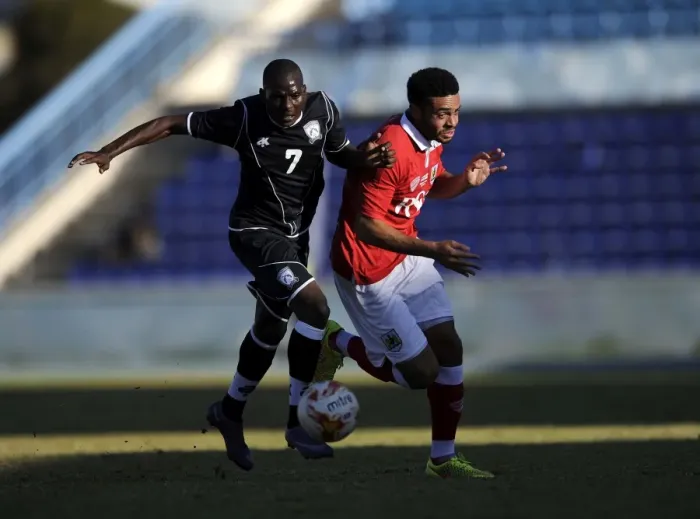 Framed Print : Intense Rivalry: Derrick Williams vs Tobo Piet - Extension Gunners vs Bristol City Football Clash, 2014