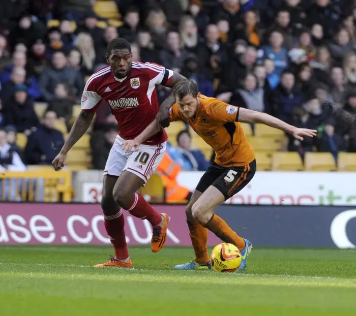 Framed Print : Intense Rivalry: Emmanuel-Thomas vs. Stearman - Wolves vs. Bristol City, Sky Bet League One, 2014 - Molineux Stadium Framed Print : Intense Rivalry: Emmanuel-Thomas vs. Stearman - Wolves vs. Bristol City, Sky Bet League One, 2014 - Molineux Stadium