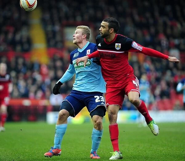 Intense Rivalry: Fontaine vs Main's Battle for Possession - Bristol City vs Middlesbrough Football Match