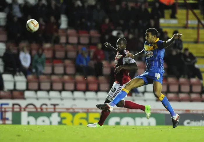 Framed Print : Intense Rivalry: Harewood vs Goldson Clash at Ashton Gate Framed Print : Intense Rivalry: Harewood vs Goldson Clash at Ashton Gate