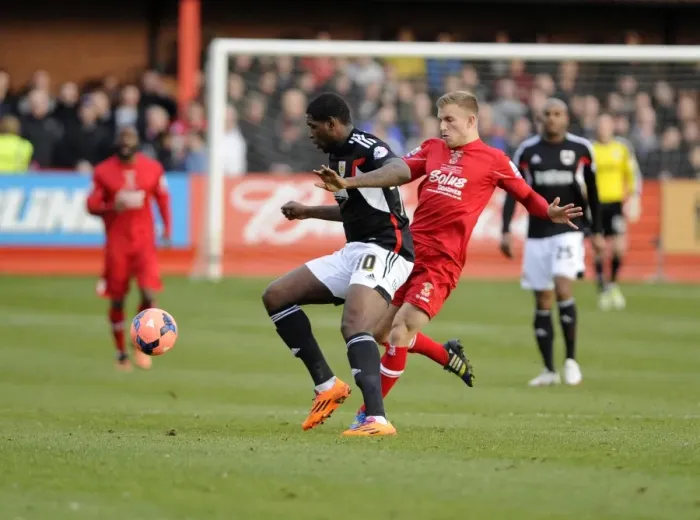 Framed Print : Intense Rivalry: Jay Emmanuel-Thomas vs James Wren - FA Cup Clash Framed Print : Intense Rivalry: Jay Emmanuel-Thomas vs James Wren - FA Cup Clash