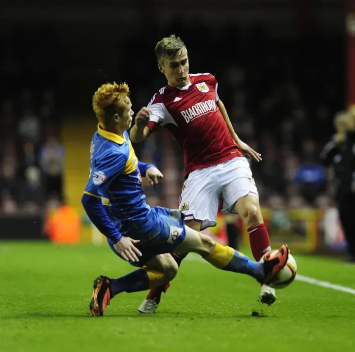 Framed Print : Intense Rivalry: Joe Bryan vs. Ryan Woods - A Football Showdown at Ashton Gate Framed Print : Intense Rivalry: Joe Bryan vs. Ryan Woods - A Football Showdown at Ashton Gate