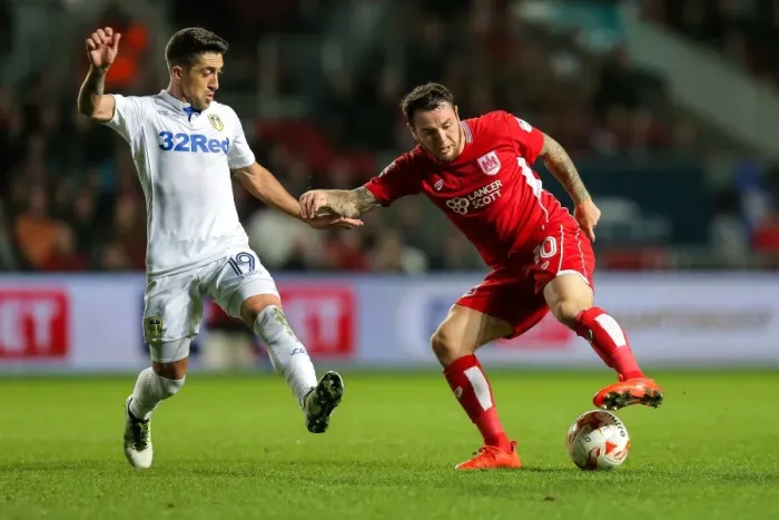 Framed Print : Intense Rivalry: Lee Tomlin vs Pablo Hernandez Battle at Ashton Gate - Bristol City vs Leeds United, Sky Bet EFL Championship Framed Print : Intense Rivalry: Lee Tomlin vs Pablo Hernandez Battle at Ashton Gate - Bristol City vs Leeds United, Sky Bet EFL Championship