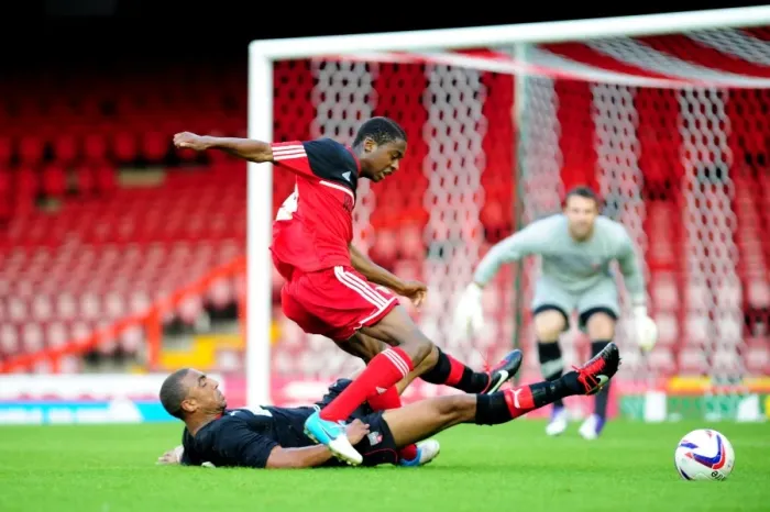 Framed Print : Intense Rivalry: Legge Stops Karns Goal Attempt in Bristol City U21s vs. Brentford U21s Framed Print : Intense Rivalry: Legge Stops Karns Goal Attempt in Bristol City U21s vs. Brentford U21s