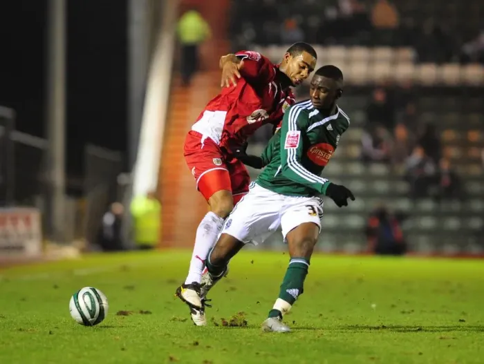 Framed Print : Intense Rivalry: Marvin Elliott vs. Yannick Bolasie - Championship Showdown between Plymouth Argyle and Bristol City (16 / 03 / 2010) Framed Print : Intense Rivalry: Marvin Elliott vs. Yannick Bolasie - Championship Showdown between Plymouth Argyle and Bristol City (16 / 03 / 2010)