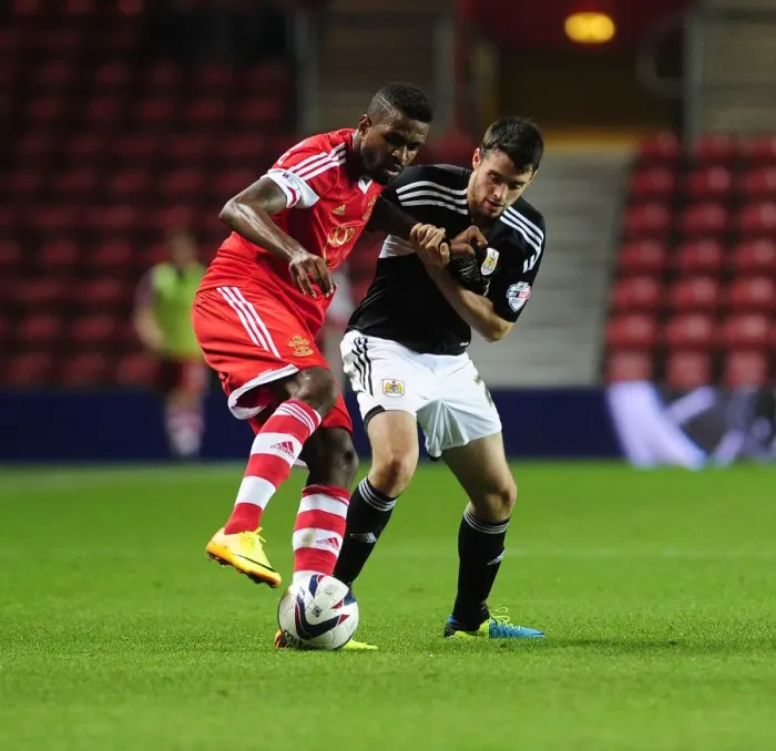 Framed Print : Intense Rivalry: Moloney vs. do Prado - Southampton vs. Bristol City, 2013 Framed Print : Intense Rivalry: Moloney vs. do Prado - Southampton vs. Bristol City, 2013
