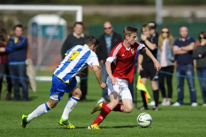Framed Print : Intense Rivalry: Paice vs Hutchinson - Bristol City U18 vs Brighton & Hove Albion U18