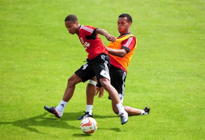 Framed Print : Intense Training: Bobby Reid vs. Aaron Wilbraham - A Football Showdown at Bristol City Framed Print : Intense Training: Bobby Reid vs. Aaron Wilbraham - A Football Showdown at Bristol City