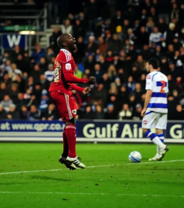 Framed Print : Jamal Campbell-Ryce's Goal Celebration: QPR vs. Bristol City, Championship Match, 03 / 01 / 2011 Framed Print : Jamal Campbell-Ryce's Goal Celebration: QPR vs. Bristol City, Championship Match, 03 / 01 / 2011