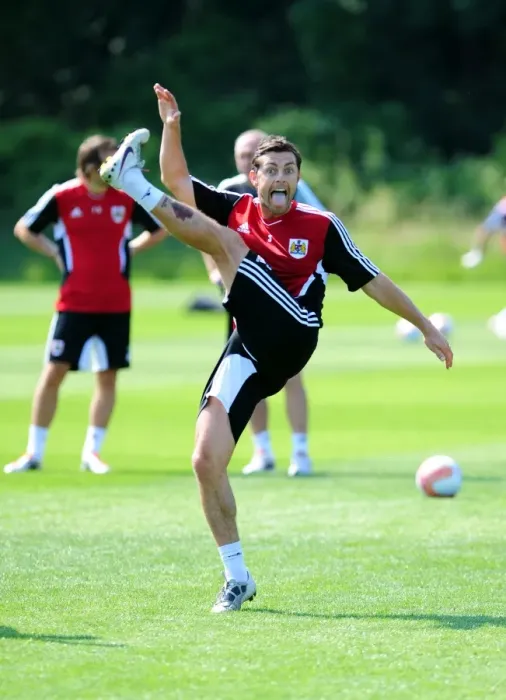 Framed Print : Jamie McAllister: Focused at Bristol City Pre-Season Training Framed Print : Jamie McAllister: Focused at Bristol City Pre-Season Training