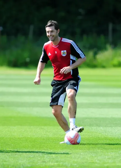 Framed Print : Jamie McAllister: Intense Concentration at Bristol City Football Club Pre-Season Training Framed Print : Jamie McAllister: Intense Concentration at Bristol City Football Club Pre-Season Training