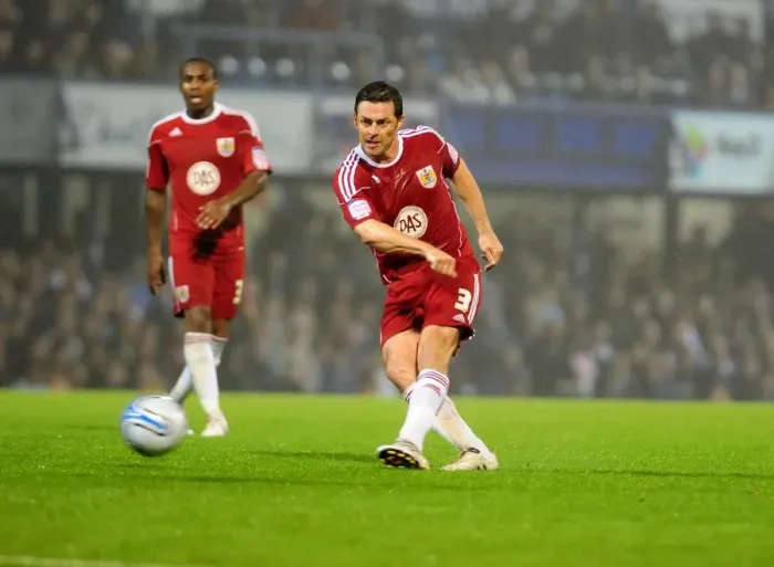 Framed Print : Jamie McAllister Shoots for Bristol City against Portsmouth in Championship Match, September 2010 Framed Print : Jamie McAllister Shoots for Bristol City against Portsmouth in Championship Match, September 2010