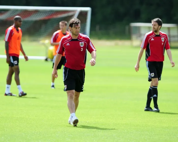 Framed Print : Jamie McAllister: Unwavering Focus in Bristol City Football Club Pre-Season Training Framed Print : Jamie McAllister: Unwavering Focus in Bristol City Football Club Pre-Season Training