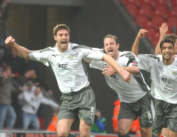 Framed Print : Jamie McCombe and Louis Carey Celebrating a Goal