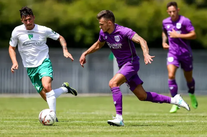 Framed Print : Jamie Paterson in Action: Guernsey FC vs. Bristol City Pre-season Friendly, 2017