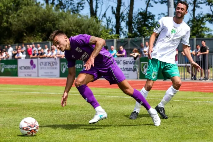 Framed Print : Jamie Paterson in Pre-season Form: Guernsey FC vs. Bristol City, 2017 Framed Print : Jamie Paterson in Pre-season Form: Guernsey FC vs. Bristol City, 2017