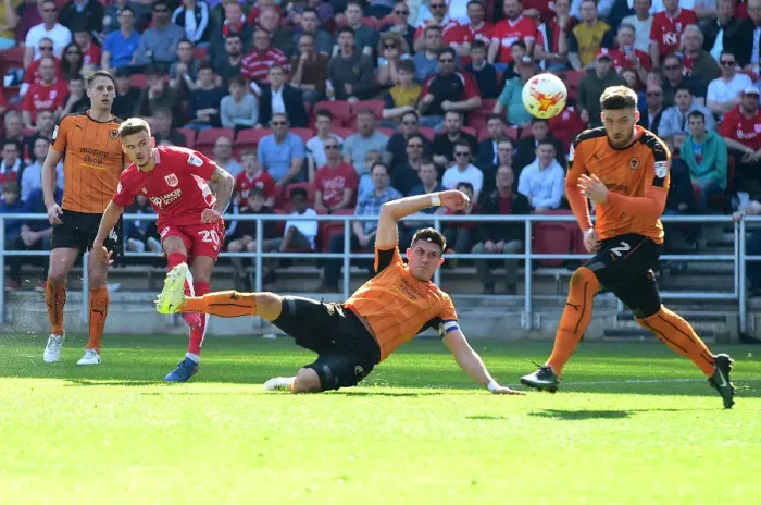 Framed Print : Jamie Paterson Scores Opening Goal for Bristol City Against Wolverhampton Wanderers at Ashton Gate, April 2017 Framed Print : Jamie Paterson Scores Opening Goal for Bristol City Against Wolverhampton Wanderers at Ashton Gate, April 2017