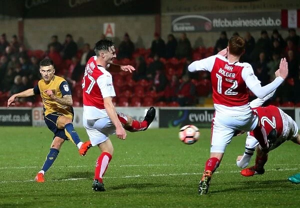 Jamie Paterson's Determined Shot: FA Cup Replay Clash Between Fleetwood Town and Bristol City