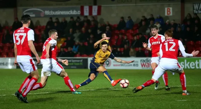 Framed Print : Jamie Paterson's Shot: Fleetwood Town vs. Bristol City - Emirates FA Cup Third Round Replay