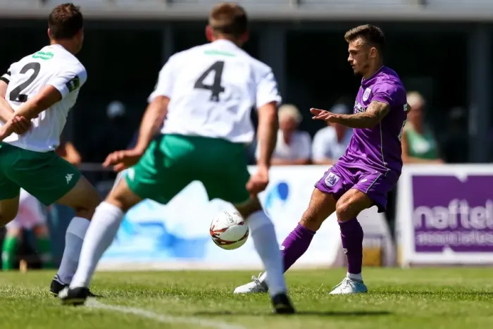 Framed Print : Jamie Paterson's Shot: Guernsey FC vs. Bristol City Pre-season Friendly