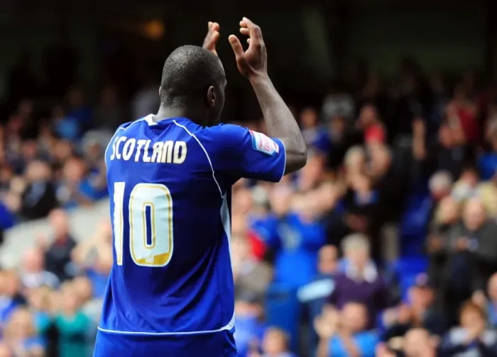 Framed Print : Jason Scotland Scores Against Bristol City for Ipswich in 2010 Championship Match