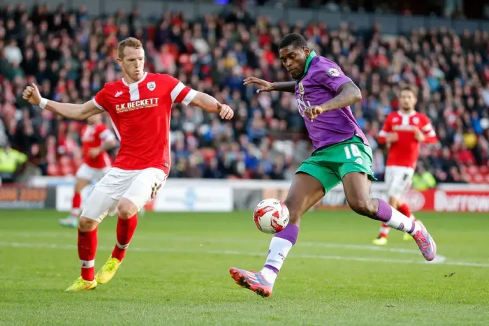 Framed Print : Jay Emmanuel-Thomas in Action: Barnsley vs. Bristol City, 25th October 2014, Sky Bet League 1, Oakwell Stadium Framed Print : Jay Emmanuel-Thomas in Action: Barnsley vs. Bristol City, 25th October 2014, Sky Bet League 1, Oakwell Stadium