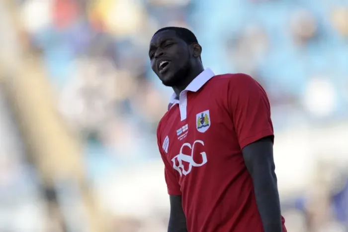 Framed Print : Jay Emmanuel-Thomas in Action: Bristol City vs Extension Gunners, Botswana, 2014