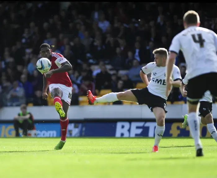 Framed Print : Jay Emmanuel-Thomas Aims for Goal: Port Vale vs. Bristol City, Sky Bet League 1 Framed Print : Jay Emmanuel-Thomas Aims for Goal: Port Vale vs. Bristol City, Sky Bet League 1