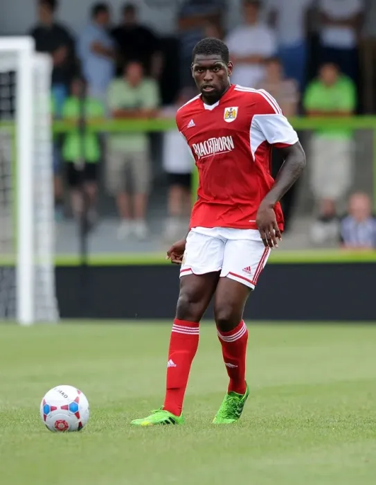 Framed Print : Jay Emmanuel-Thomas of Bristol City in Preseason Action Against Forest Green Rovers, 2013