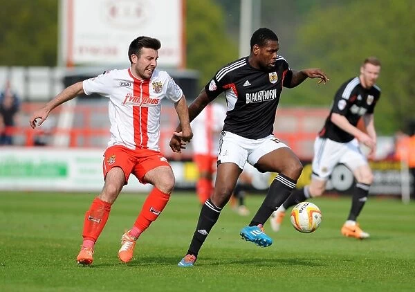 Jay Emmanuel-Thomas Chased Down by Michael Doughty during Stevenage vs. Bristol City Football Match, 2014