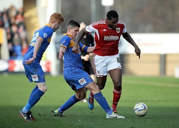 Jay Emmanuel-Thomas Faces Off in Shrewsbury Town vs. Bristol City Football Match, Sky Bet League One