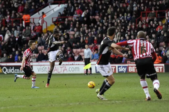 Framed Print : Jay Emmanuel-Thomas Goes for Glory: Sheffield United vs. Bristol City, 2014