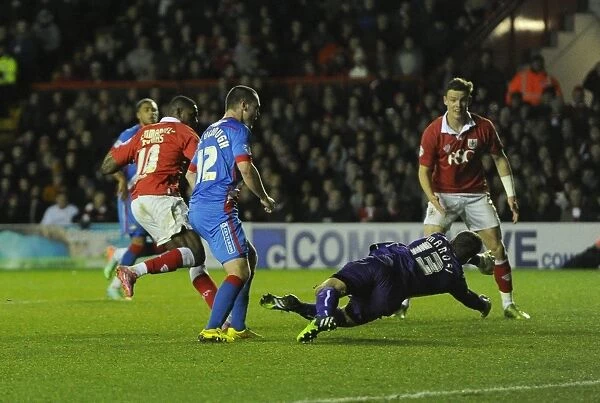Jay Emmanuel-Thomas Scores His Second Goal Against Doncaster Rovers at Ashton Gate Stadium during FA Cup Third Round Replay
