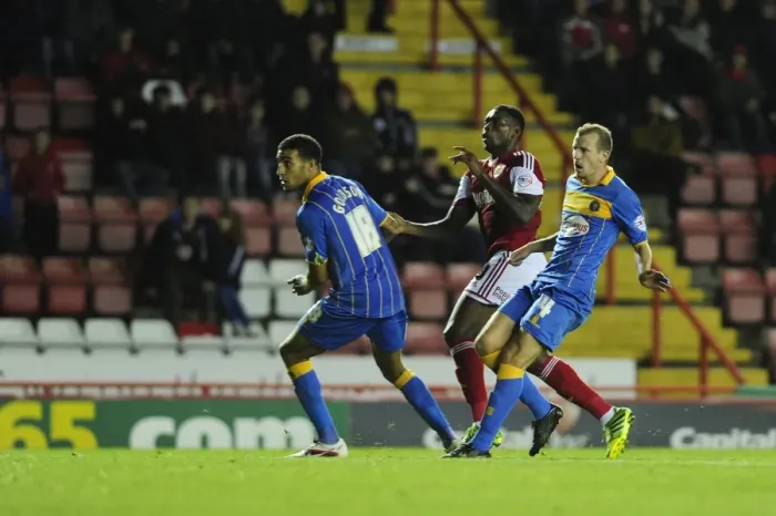 Framed Print : Jay Emmanuel-Thomas Scores the Winning Goal for Bristol City Against Shrewsbury Town, September 17, 2013 Framed Print : Jay Emmanuel-Thomas Scores the Winning Goal for Bristol City Against Shrewsbury Town, September 17, 2013