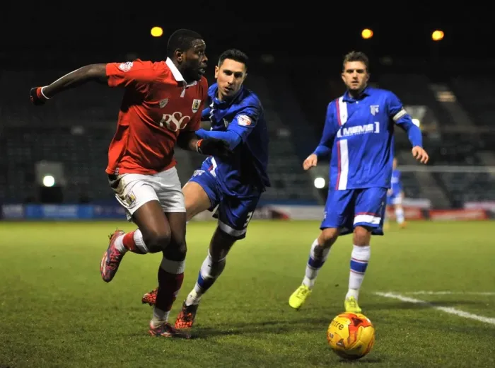 Framed Print : Jay Emmanuel-Thomas Sprints Past Joe Martin: Gillingham vs. Bristol City, Johnstone's Paint Trophy Area Final Framed Print : Jay Emmanuel-Thomas Sprints Past Joe Martin: Gillingham vs. Bristol City, Johnstone's Paint Trophy Area Final