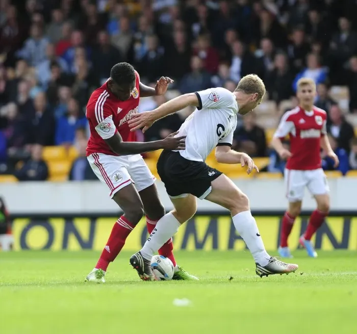Framed Print : Jay Emmanuel-Thomas Tackled by Liam Chilvers in Port Vale vs. Bristol City Football Match, October 2013 Framed Print : Jay Emmanuel-Thomas Tackled by Liam Chilvers in Port Vale vs. Bristol City Football Match, October 2013