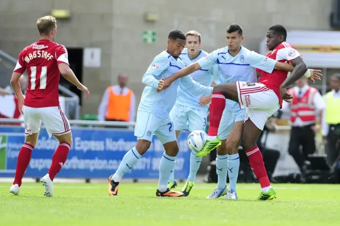 Framed Print : Jay Emmanuel-Thomas Takes a Shot: Coventry vs. Bristol City Football Rivalry, Sky Bet League One Framed Print : Jay Emmanuel-Thomas Takes a Shot: Coventry vs. Bristol City Football Rivalry, Sky Bet League One
