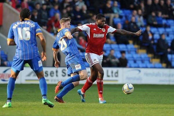 Jay Emmanuel-Thomas vs Asa Hall: Intense Battle in Shrewsbury Town vs Bristol City Football Match, Sky Bet League One