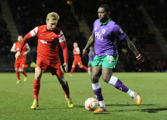 Framed Print : Jay Emmanuel-Thomas vs Josh Wright: Clash at Brisbane Road, Leyton Orient vs Bristol City, Sky Bet League One Framed Print : Jay Emmanuel-Thomas vs Josh Wright: Clash at Brisbane Road, Leyton Orient vs Bristol City, Sky Bet League One