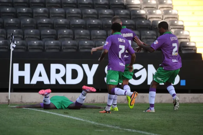 Framed Print : Jay Emmanuel-Thomas's Goal Celebration: Notts County vs. Bristol City, Sky Bet League One (August 2014) Framed Print : Jay Emmanuel-Thomas's Goal Celebration: Notts County vs. Bristol City, Sky Bet League One (August 2014)