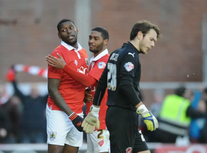 Framed Print : Jay Emmanuel-Thomas's Goal Ecstasy vs Chris Maxwell's Despair: A Moment from the Pitch - Bristol City vs Fleetwood Town, Sky Bet League One Framed Print : Jay Emmanuel-Thomas's Goal Ecstasy vs Chris Maxwell's Despair: A Moment from the Pitch - Bristol City vs Fleetwood Town, Sky Bet League One