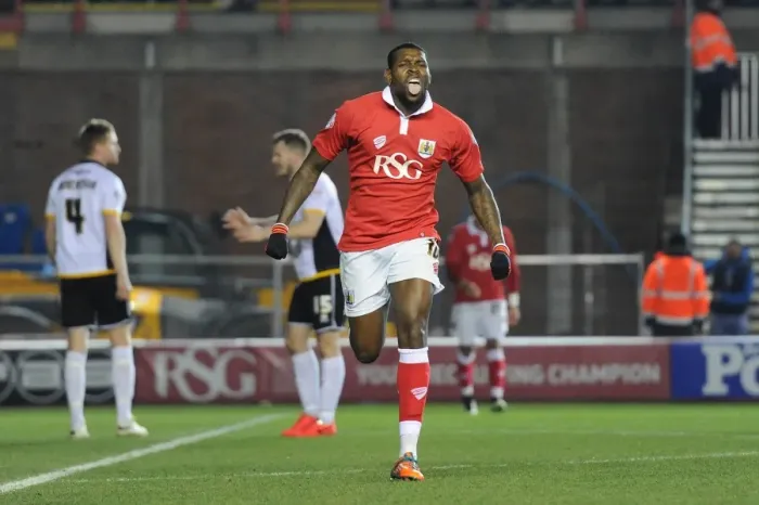 Framed Print : Jay Emmanuel-Thomas's Thrilling Goal Celebration: Bristol City vs Port Vale, Sky Bet League One
